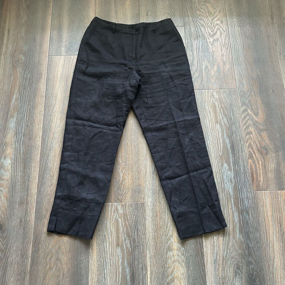 Talbots Irish Linen Black Pants Womens Tapered Trousers Slacks Size  8